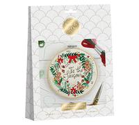 Sew & So On Embroidery Sewing Craft Kit Christmas Wreath, Includes All Craft Accessories Needed Ideal DIY Adult and Older Kids Craft Kits, Makes A Great Craft Art Gift, Use for Christmas Home Decor