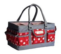 Sew Stylish Craft Organiser Bag, Red Polka Dot - Collapsible Caddy and Tote with Compartments for Sewing, Scrapbooking, Paper Craft, and Art - PT900-RED-POLKA