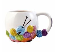 Novelty Ceramic Craft Mug for Knitters, Crochet & Sewing Lovers - Tea & Coffee Knitting Gift Cup - Knitting Yarn Mug Design 500ml