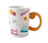 Sew Tasty Tape Measure Ceramic Sewing Mug - Novelty Tea & Coffee Cup for Crafters & Knitters, 500ml