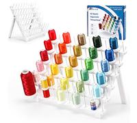 Sew Tech Thread Holder, Bright White Plastic Thread Stand with 60 Pegs and Extra 10 Long Pegs for Embroidery and Sewing (2 Set Thread Rack Pro)
