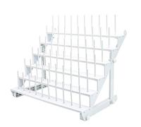 Sew Tech Thread Rack for 60 Spools or 30 Cones, Wall Mounted Large Thread Holder with Long Pegs, Bright White Plastic Thread Stand for Embroidery Serger Sewing Thread Storage and Hair Braiding