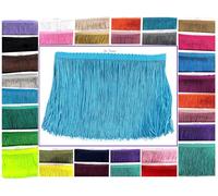 SEW TRENDS 5 Yards of 12" Long Chainette Fringe Thread Yarn Tassel Trim Braid Fringe for Crafts Sewing and Decor-Sky Blue