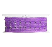 SEW TRENDZ 2 Yards Pair of Hook and Eye Tape Sheer Organza Mesh Fabric 1" INCHES SPACING Silver Metal Edging Cordage Trim Corset Lingerie Sewing-Transparent PURPLE-2yrds