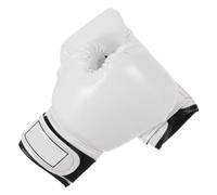 SEWACC 1 Pair Boxing Gloves White Pu Leather with Sponge Lining, Adjustable Fit and Breathable Design for Sparring and Fighting Practice, Pearly Lustre Stylish Training Gloves