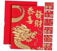 SEWACC 10 Packs Chinese Year Red Envelopes with Unique Dragon Patterns Zodiac Lunar Money Bags for Year Dragon Traditional Packets for Festive and Celebrations