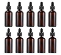 SEWACC 10 Pcs 5ml Amber Glass Dropper Bottles Leak-proof Refillable Sub Bottles for Essential Oils Travel Toiletries Dispenser Containers