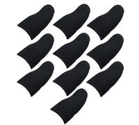 SEWACC 10 Pcs Finger Sleeve Screen Touch Finger Cot for Gaming Mobile Phone Anti-sweat Breathable Nylon Silver Fabric Conductive Fiber Oil-proof Anti-slip Black Protective Covers