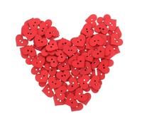 SEWACC 100 Pieces Red Heart Shape Wooden Sewing Buttons for DIY Clothing and Crafts Smooth Surface Easy to Sew Romantic Accessories for Themed Outfits and Decorative Projects