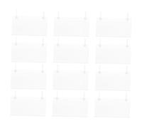 SEWACC 100pcs Clear Plastic Basket Labels Holder with Dual Ear Design Wire Shelf Label Clips for Retail Merchandise Sign Display Easy Swap PVC Price Tag Holders for Storage Bins