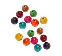 SEWACC 100pcs Colored Wooden Round Beads Diameter Natural Craft DIY Jewelry Accessories for Home Decoration Creative Beads for Bracelet Necklace Making