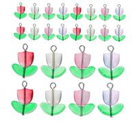 SEWACC 100pcs Colorful Tulip Flower Beads Translucent Crystal Glass Charms for DIY Jewelry Making Versatile for Necklaces Bracelets Crafts for Creative Floral Designs