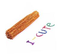 SEWACC 100pcs DIY Craft Material Tinsel Dog Christmas Chenille Stems Glitter Tan Pipe Cleaners Gold Glitter Cleaners Christmas Tree Reusable Christmas Decorations Fairy Lights Orange