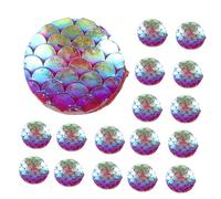 SEWACC 100pcs Flatback Resin Rhinestones Round Fish Scale Charms with Smooth Polished Surface for Jewelry Making Clothing Embellishment DIY Crafts Mermaid Design