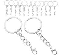 SEWACC 100Pcs Metal Keyring with Chain Reusable Key Chain Making Kit for DIY Crafts Durable Keychain Clasp for Organizing Car and Home Keys Birthdays and Holidays