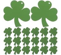 SEWACC 100pcs St Patrick’s Day Shamrock Wood Slice Decorations - Natural Wooden Four-Leaf Leaf Hanging Ornaments for Irish Festival Party Decor and Crafting Supplies