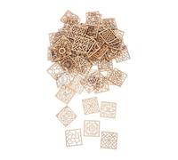 SEWACC 100pcs Unfinished Square Wood Cutouts DIY Blank Wooden Appliques for Painting Crafting Home Decor Cabinet Door Corner Embellishments Natural Wood Grain