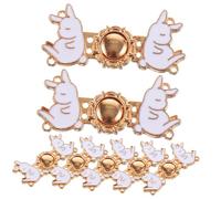 SEWACC 10Pcs Adjustable Jean Waist Buttons Detachable Waist Buckles for Pants and Skirts Classic Cartoon Animal Design Rabbit Gold White