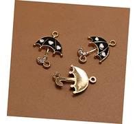 SEWACC 10pcs Black Alloy Umbrella Shaped Pendants DIY Jewelry Making Key Chain Bracelet Necklace Accessories Stylish Craft Charms
