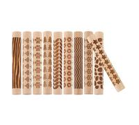 SEWACC 10pcs Clay Texture Rollers Wooden Pottery Hand Rollers for Uniform Clay Shaping with Precise Embossed Patterns Lightweight Craft Rolling Pins for Ceramic Modeling and DIY Art