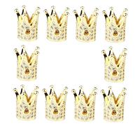 SEWACC 10pcs DIY Crown Beads Accessories for Jewelry Making Mini Metal Pendants with Perforated for Handmade Bracelets and Necklaces Gold Tone for Crafting Enthusiasts
