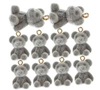 SEWACC 10pcs DIY Flocked Tiny Bear Charms for Necklace Earrings Bracelets Crafting Accessories Jewelry Making Pendants for Handmade Jewelry Projects
