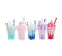 SEWACC 10pcs DIY Resin Ice Cream Cup Charms 8x28mm Mini Pendant Keychain Earrings Craft Accessories for Jewelry Making and Bag Decoration