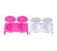 SEWACC 10pcs Double Hole Manicure Cups with Lid Crystal Liquid Nail Art Tools Set White and Rose Red Portable Acrylic Nail Equipment for Professional and Salon Use