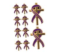 SEWACC 10pcs Elegant Purple Metal Cross Pin with Smooth Polished Finish, Secure Fit and Does Not Snag Clothes, for Anniversaries and Church Events, Unisex Religious Memorial Brooch