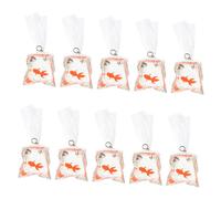 SEWACC 10pcs Fish Charms Pendants Creative Water Bag Design for DIY Jewelry Making Keychains Phone Case Decor Durable Beautiful Easy to Connect with Hook Rings