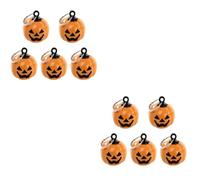 SEWACC 10pcs Halloween Pumpkin Copper Bell Pet Collar Pendants with Double Rings Cute Harvest Festival Pendant Charms for Dogs and Cats Terracotta Pumpkin Style Accessories for Autumn