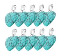 SEWACC 10pcs Heart Shaped Stone Pendants Stone Pendant Charm Heart Charms Jewellery Making Supplies Agate Sky-blue