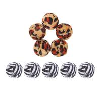 SEWACC 10pcs Leopard Print Plush Cat Balls for Indoor Cats, Interactive Kitten Play Balls with Short Fleece, Reusable Pet Activity Set Random Color