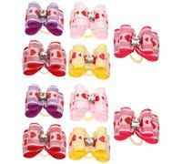 SEWACC 10pcs Pet Hair Bows with Alligator Clips for Dogs and Cats, Nylon Canvas Material, Chic and Adorable Style to Keep Hair in Shape, Suitable for Daily Life and Big Color