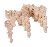 SEWACC 10pcs Solid Wood Carved Rose Corner Appliques Unpainted Decorative Furniture Onlays with Artistic European Style Easy to Install Wooden Decals for Home Renovation and Cabinet Door