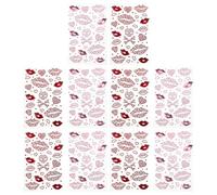 SEWACC 10pcs Valentine’s Day Rhinestone Lip Stickers Set with Hollow Heart Red Lips Designs, Glitter Temporary Tattoo Decals for Face and Body Makeup, Romantic Festival Accessories