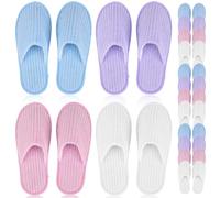 SEWACC 12 Pairs Disposable Non-Slip Guest Slippers for Women and Men Soft Indoor Spa and Hotel Slippers Multi-Color for Bathroom and Pedicure Use