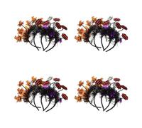 SEWACC 12 Pcs Halloween Pumpkin Headband with Vampire Teeth and Skull Design, Plastic Spooky Hair Accessories for Adults, Portable and Unique Halloween Party Essential for Outdoor