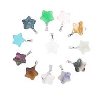 SEWACC 12 pcs Natural Stone Charms Five-pointed Star Pendants DIY Jewelry Making Supplies for Necklace Bracelet Earring Crafting Mixed Color Decorative Accessories