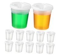 SEWACC 12 Pcs Spill Paint Cups with Lids for Artists Small White Containers for Acrylic Watercolor Tempera Painting Easy to Clean for Group Art Projects and Classroom Use