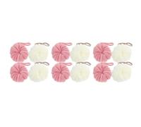 SEWACC 12pcs Bath Shower Loofah Soft Exfoliating Mesh Body Scrubber for Adults Rich Foam Household Bath Sponge Poufs in White and Pink Gentle Skin Cleanser for Daily Shower Use