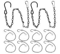 SEWACC 12Pcs Black Metal Hanging Plant Chains with Small Hooks, 33Cm Flower Pot Hanger Set for Indoor Outdoor Suspended Baskets, Bird Feeders, and Decorative Plant Hangers