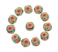 SEWACC 12PCS Brass Tibetan Spacer Beads Large Hole Handmade Buddha Beads with Back Cloud Engraving for DIY Buddhist Bracelets Necklace Keychain Jewelry Making Accessories