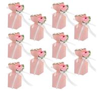SEWACC 12pcs Decorative Candy Box with Floral Ribbon for Wedding Shower Birthday Party Favors Vibrant Cardboard Treat Cases for Chocolates and Small Predecorated -ready Sweet Favor