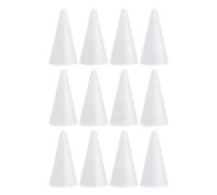SEWACC 12pcs Foam Cones for DIY Arts Crafts Projects Cone Craft Floral Foam Tree Cone Craft Supplies Xmas Party Decor Mini Christmas Tree Ornament White Sterling Silver Hat Child