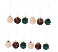 SEWACC 12pcs Holiday Flocked Christmas Tree Bauble Ornaments Lightweight Colorful Balls for Easy Hanging Holiday Decorations