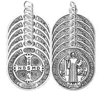 SEWACC 12pcs Saint Benedict Medal Charms, St Benedict Medals Pendant Jesus Our Lady Medal Charm Rosary Beads for DIY Jewelry Making