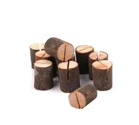 SEWACC 12pcs Wooden Bark Memo Holders Rustic Log Slice Photo and Place Card Stands for Weddings Parties and Home Decor Versatile Table Number and Note Clip Holders