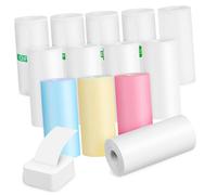 SEWACC 13 Rolls Mini Thermal Printer Paper Plain Colorful Photo White Self-Adhesive Sticker for Mini Thermal Printers Clear Printing High Compatibility for Receipts and Labels