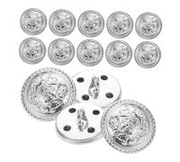 SEWACC 14pcs Vintage Flat Round Metal Blazer Buttons Silver White Sewing Replacement for Coat Suit Knitting Crafts British Style Easy to Sew and Carry